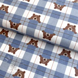 Katoenen stof FLANNEL Bear check jeans
