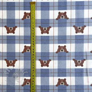 Katoenen stof FLANNEL Bear check jeans
