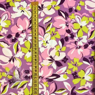 Sweaterstof Bright flowers design pink lime