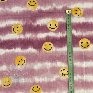 Dubbelgaas/mousseline Happy faces blush digital print