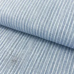Dubbelgaas/mousseline YARN DYED Stripes light blue