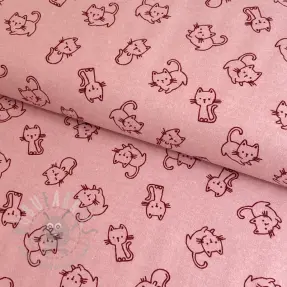 Katoenen stof FLANNEL Cats old rose
