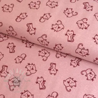 Katoenen stof FLANNEL Cats old rose