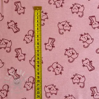 Katoenen stof FLANNEL Cats old rose