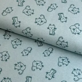 Bavlnená látka FLANNEL Cats mint