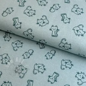 Katoenen stof FLANNEL Cats mint
