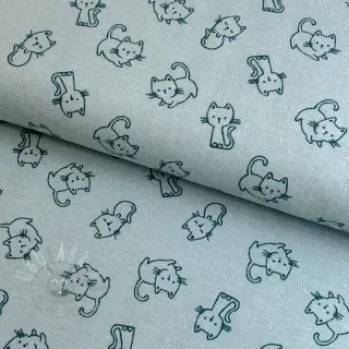 Katoenen stof FLANNEL Cats mint