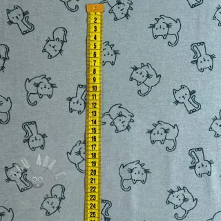 Katoenen stof FLANNEL Cats mint
