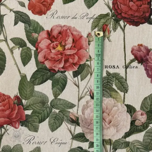 Decoratiestof Linenlook premium Vintage Rose Garden digital print