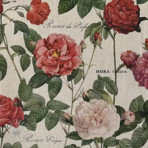 Decoratiestof Linenlook premium Vintage Rose Garden digital print
