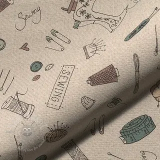 Decoratiestof Linenlook Sewing Doodle Craft