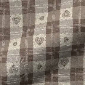 Decoratiestof jacquard DOUBLE FACE Landhaus Heart Check taupe