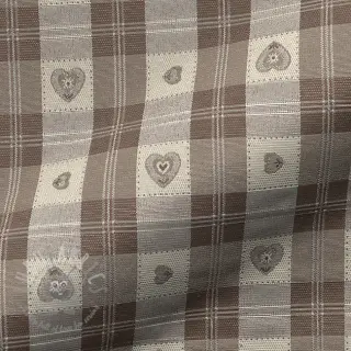 Decoratiestof jacquard DOUBLE FACE Landhaus Heart Check taupe