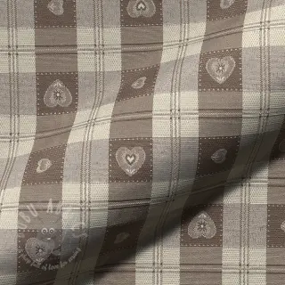 Decoratiestof jacquard DOUBLE FACE Landhaus Heart Check taupe