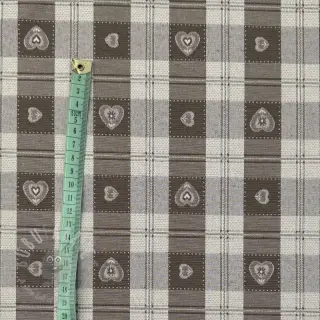 Decoratiestof jacquard DOUBLE FACE Landhaus Heart Check taupe