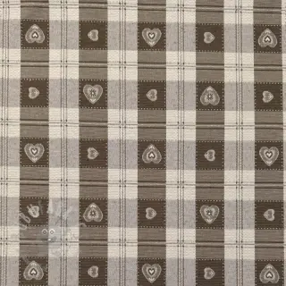 Decoratiestof jacquard DOUBLE FACE Landhaus Heart Check taupe