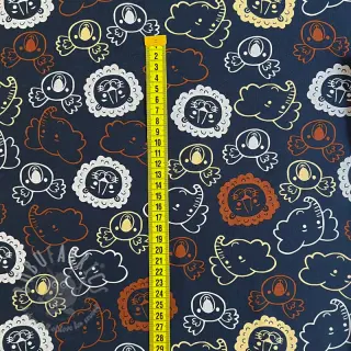 Katoenen stof Safari animals navy