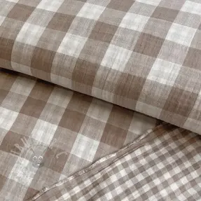 Dubbelgaas/mousseline Double sided CHECKS MINI sand
