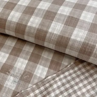 Dubbelgaas/mousseline Double sided CHECKS MINI sand