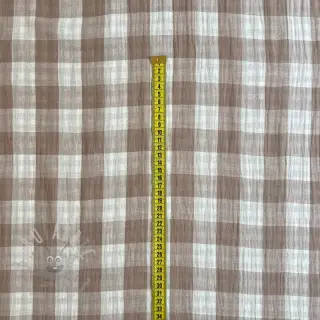 Dubbelgaas/mousseline Double sided CHECKS MINI sand