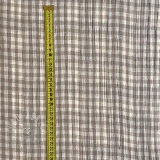 Dubbelgaas/mousseline Double sided CHECKS MINI sand