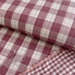 Dubbelgaas/mousseline Double sided CHECKS MINI rosewood