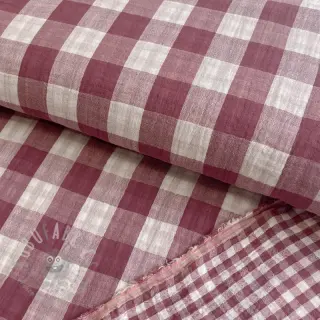 Dubbelgaas/mousseline Double sided CHECKS MINI rosewood