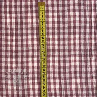 Dubbelgaas/mousseline Double sided CHECKS MINI rosewood