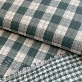 Dubbelgaas/mousseline Double sided CHECKS MINI cyan