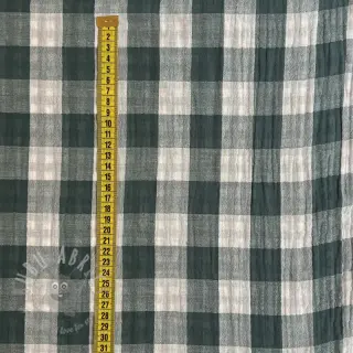 Dubbelgaas/mousseline Double sided CHECKS MINI cyan