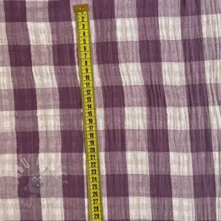 Dubbelgaas/mousseline Double sided CHECKS MINI grape