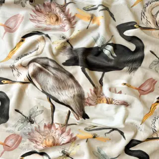 Decoratiestof VELVET Heron bird camel