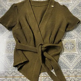 Katoen met wafelbinding moss green