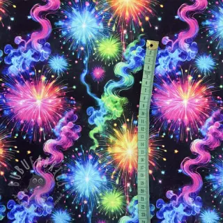 Sweaterstof Fire works design C digital print