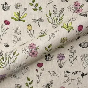 Decoratiestof Linenlook Spring Doodle Time
