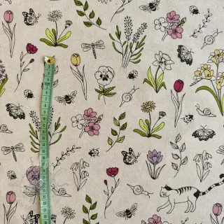 Decoratiestof Linenlook Spring Doodle Time