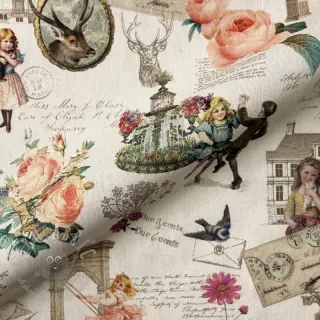 Decoratiestof premium Linenlook Poetry Romantic Scene digital print