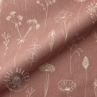 Decoratiestof Linenlook Fine Fragile Flower old rose