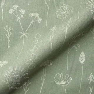 Decoratiestof Linenlook Fine Fragile Flower old green