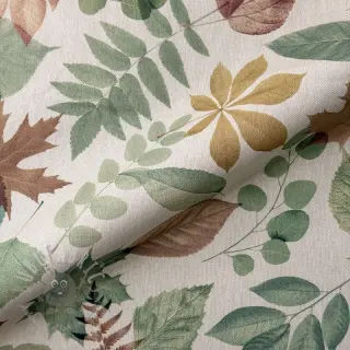 Decoratiestof Linenlook Coloured Leaf Mix digital print