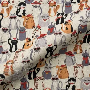 Decoratiestof Linenlook Cat Dress Up