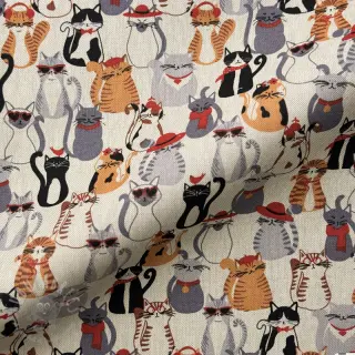 Decoratiestof Linenlook Cat Dress Up