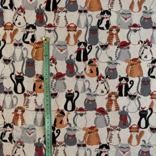 Decoratiestof Linenlook Cat Dress Up