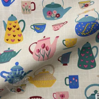 Decoratiestof premium Happy Teapot Party