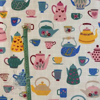 Decoratiestof premium Happy Teapot Party
