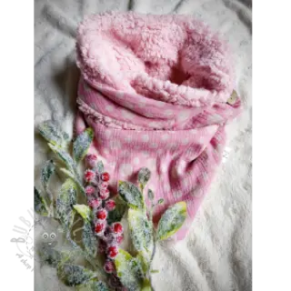 Dubbelgaas/mousseline JACQUARD Dots pink
