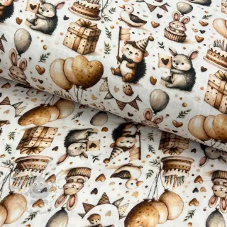Dubbelgaas/mousseline Cuties design D digital print