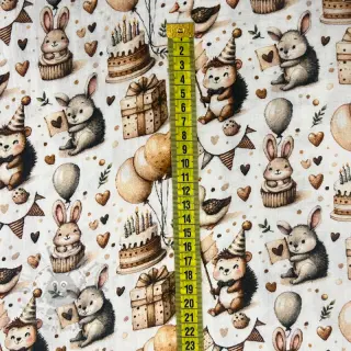 Dubbelgaas/mousseline Cuties design D digital print