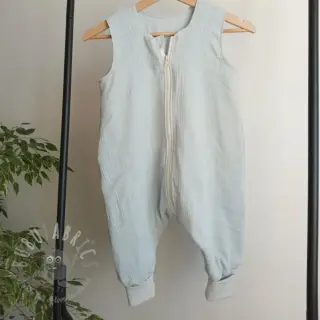 Dubbelgaas/mousseline baby blue ORGANIC