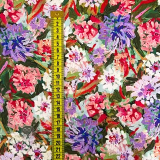 Viscose SATIN Old fashion flowers digital print